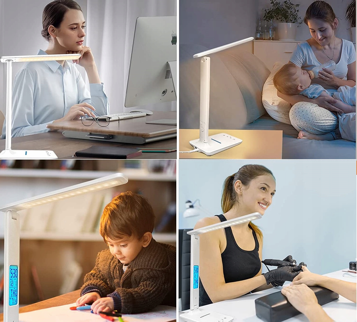 Lampka biurkowa biurko WYŚWIETLACZ LED Zegar Data