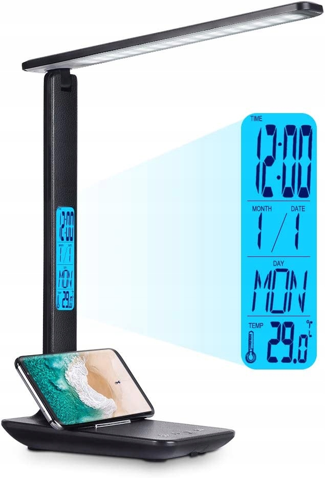 Lampka biurkowa biurko WYŚWIETLACZ LED Zegar Data