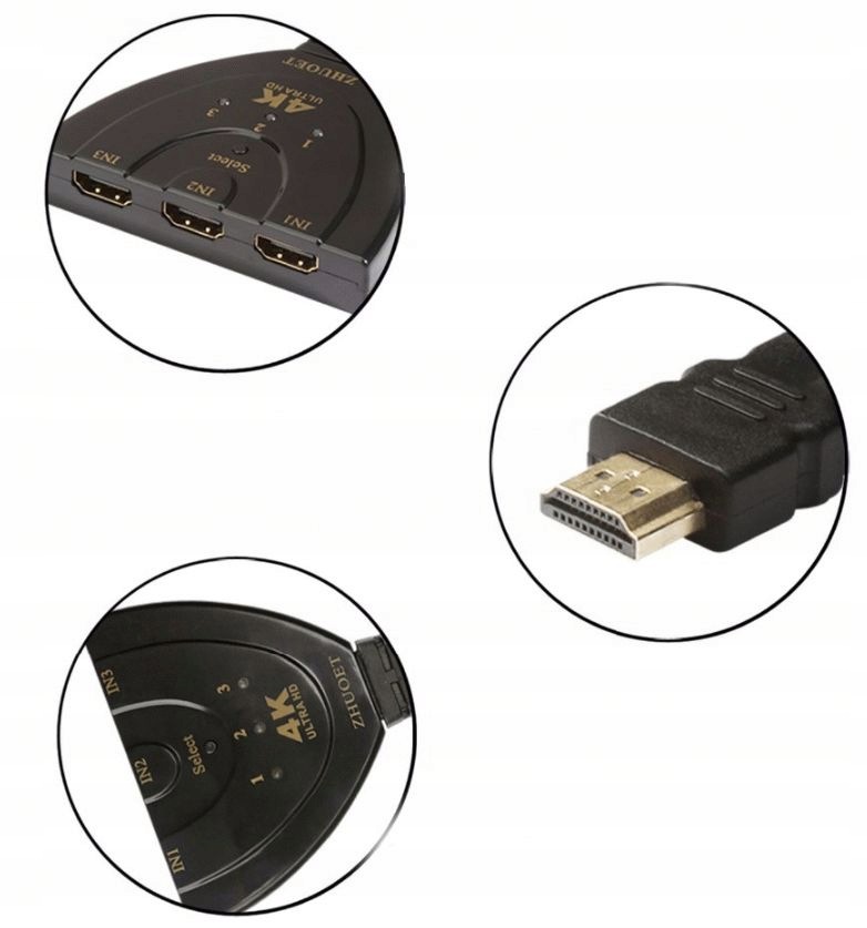 SWITCH Rozdzielacz HDMI 3 w 1 3D 4K*2K HDCP