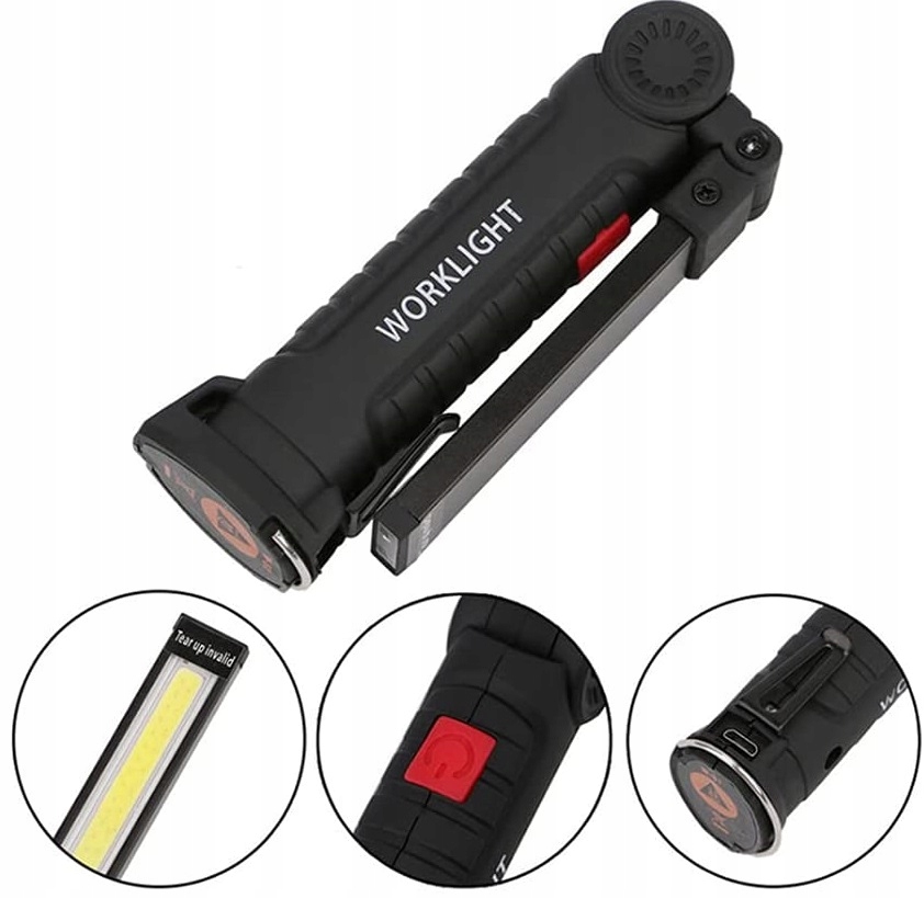 DUŻA LAMPA LATARKA WARSZTATOWA LED COB MAGNES USB