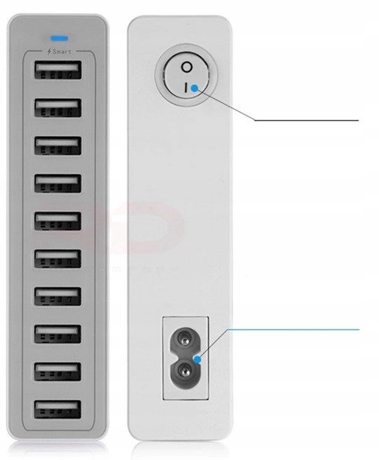 Ładowarka ścienna 10 portów USB 50W 10A