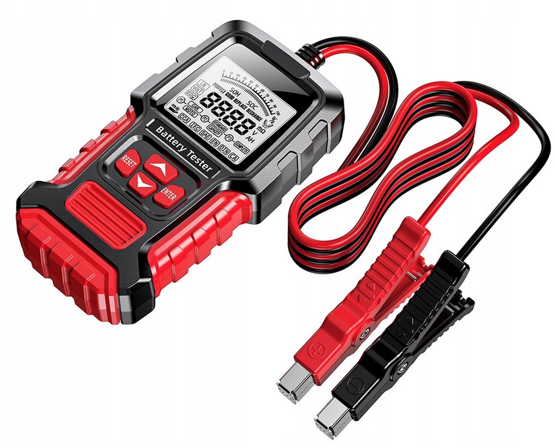 CYFROWY TESTER DO AKUMULATORÓW BATERII 12V 24V FOXSUR FBT-300 3Ah - 400Ah