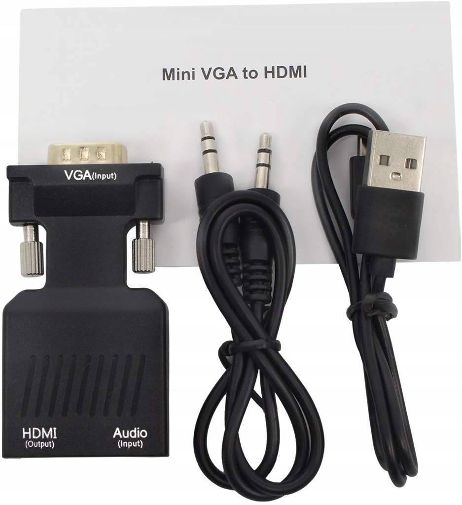 Adapter Konwerter VGA D-SUB do HDMI + Audio Dzwięk