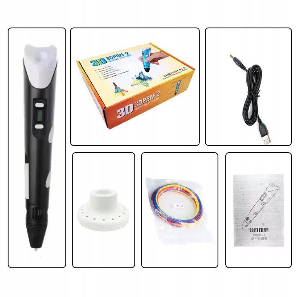 DŁUGOPIS DRUKARKA 3D PEN ZESTAW + WKŁADY 9 METRÓW CZARNY