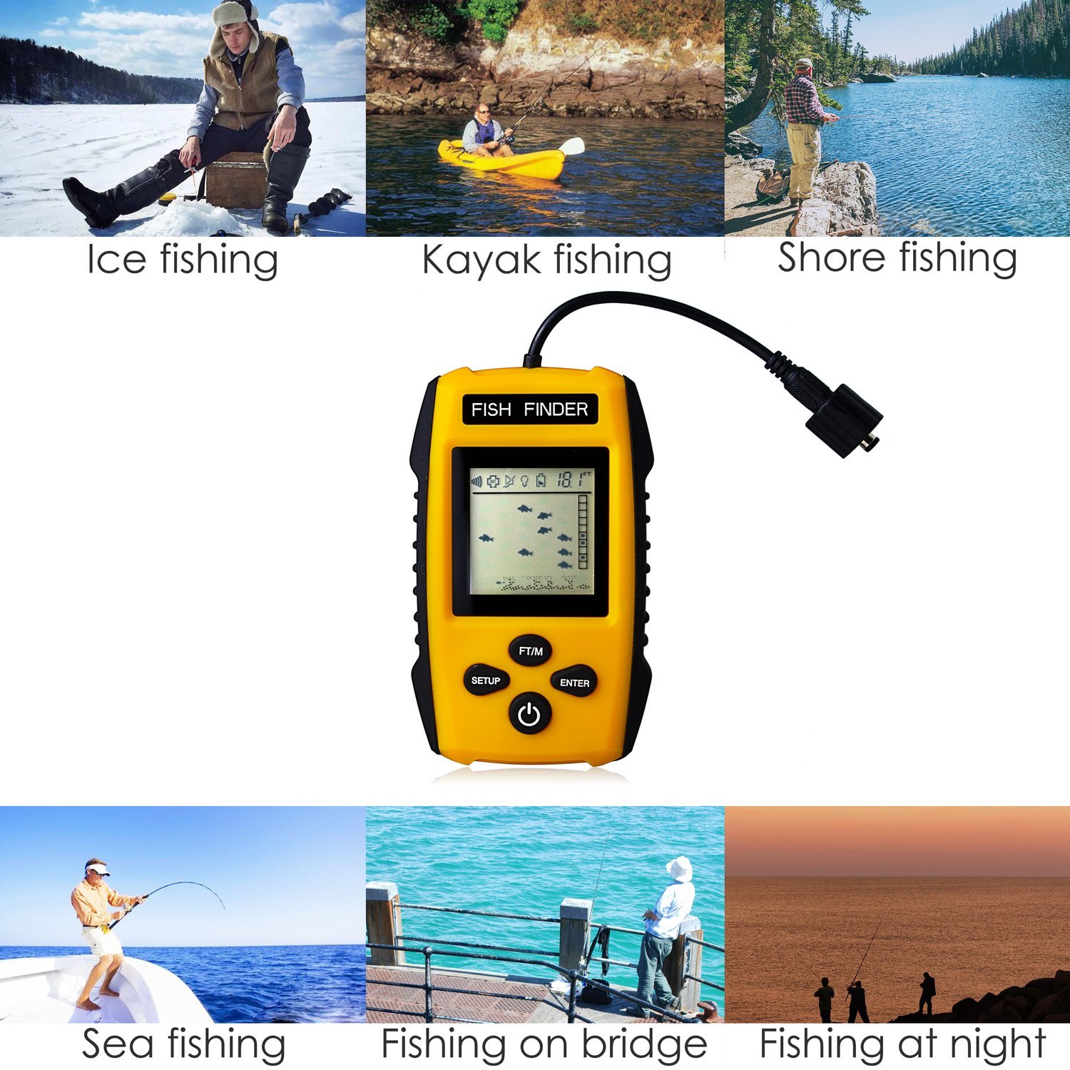 Echosonda FISH FINDER SONAR Wykrywacz Ryb