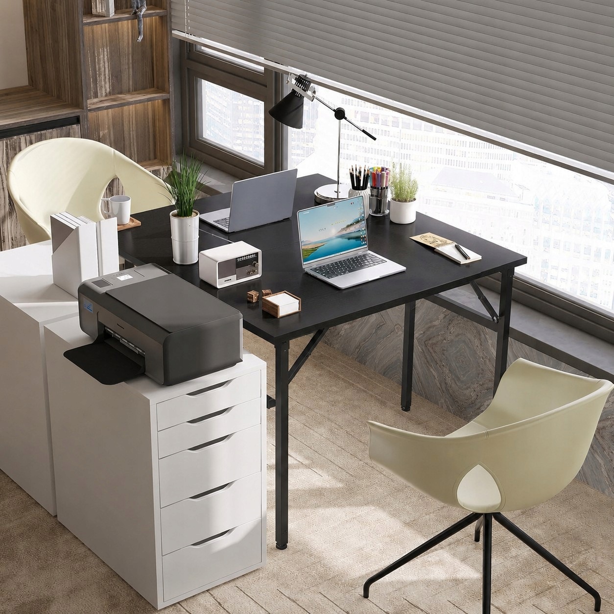 Stolik pod Laptopa Składany Małe Biurko Komputerowe 120 x 60 x 76 cm CZARNY