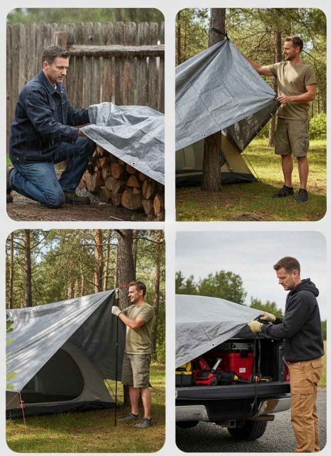 GRUBA Plandeka Okrycie Płachta 4x6 MOCNA Mrozoodporna Wodoodporna UV 120g