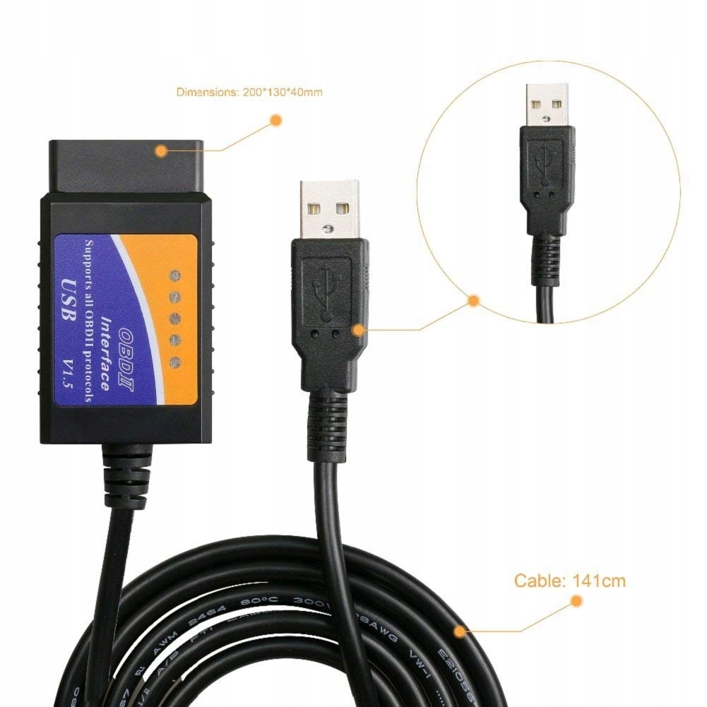 Kabel Interfejs ELM327 OBD2 + CAN USB + PROGRAM