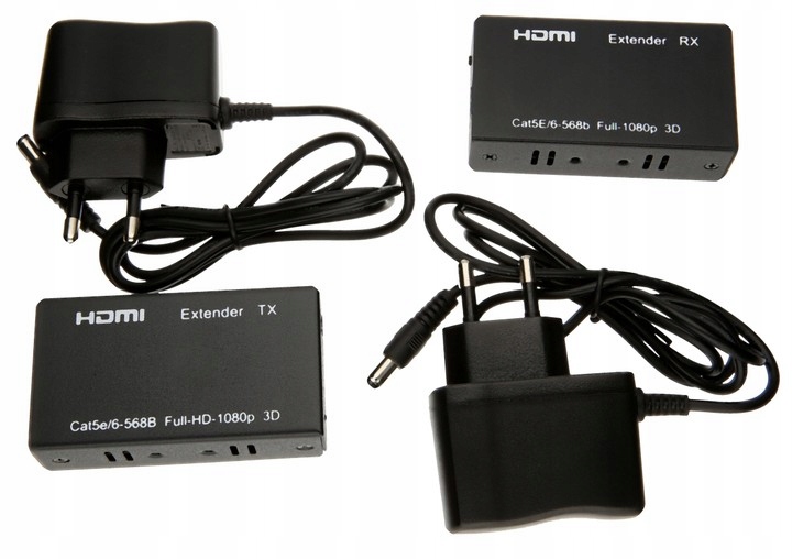 Extender Przedłużacz HDMI na RJ45 LAN 60m 3D