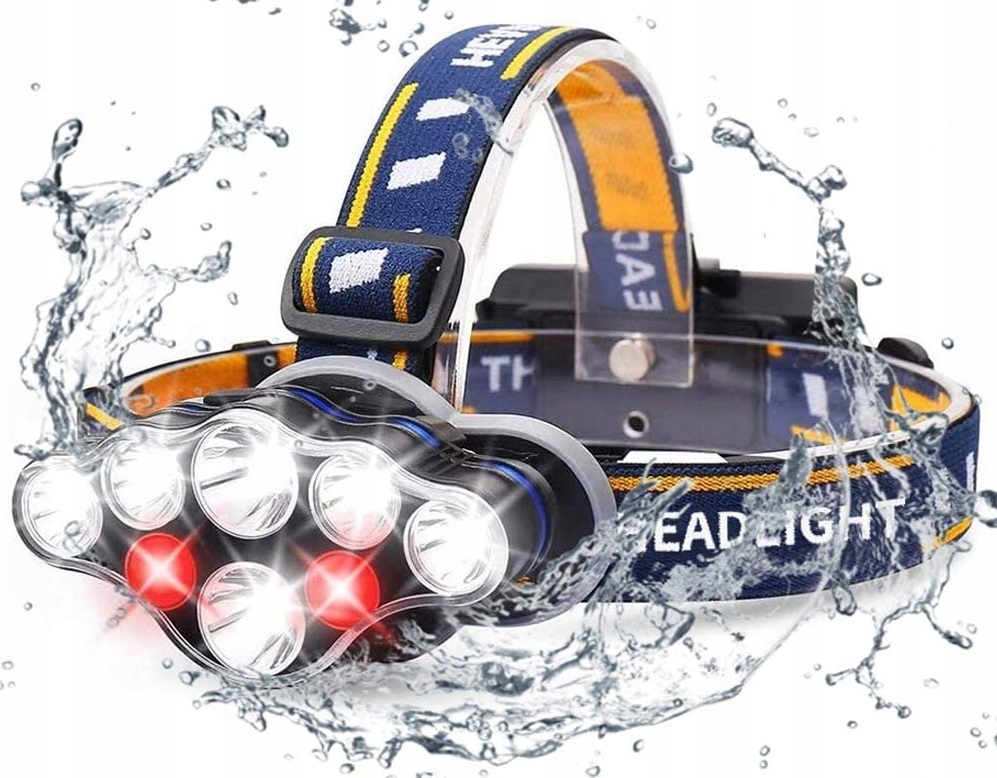 Mocna LATARKA CZOŁOWA 8 LED Lampka CZOŁÓWKA AKU