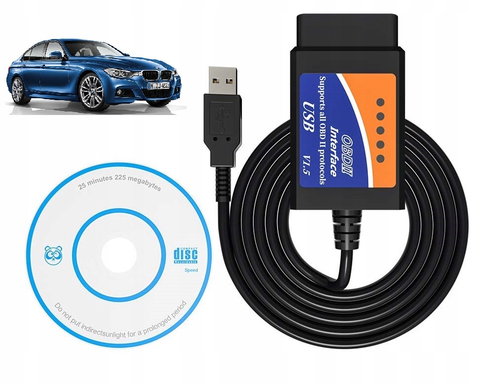 Kabel Interfejs ELM327 OBD2 + CAN USB + PROGRAM