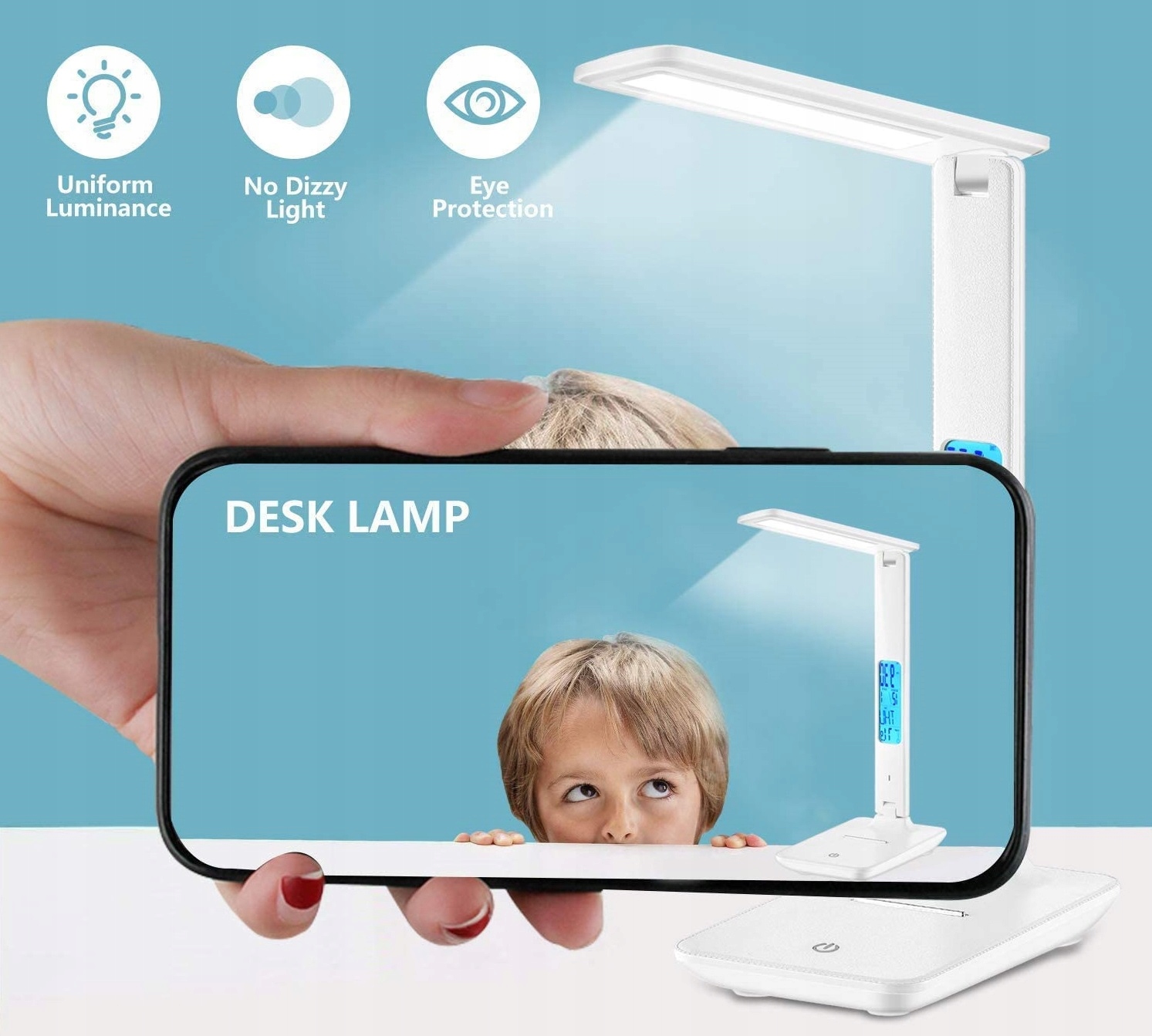 Lampka biurkowa biurko WYŚWIETLACZ LED Zegar Data