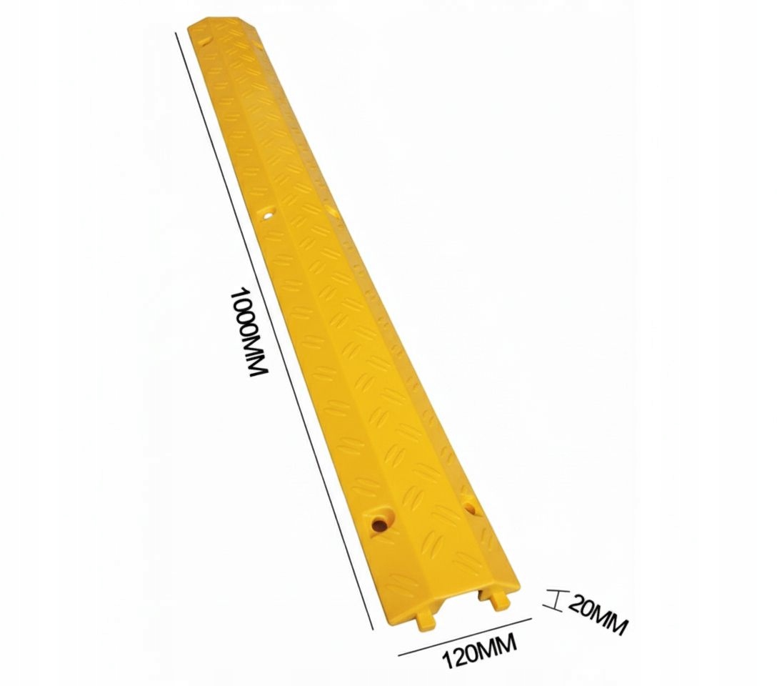 Najazd Progowy 100 CM Ochronny Kablowy Kanał Guma Maskownica ŻÓŁTY