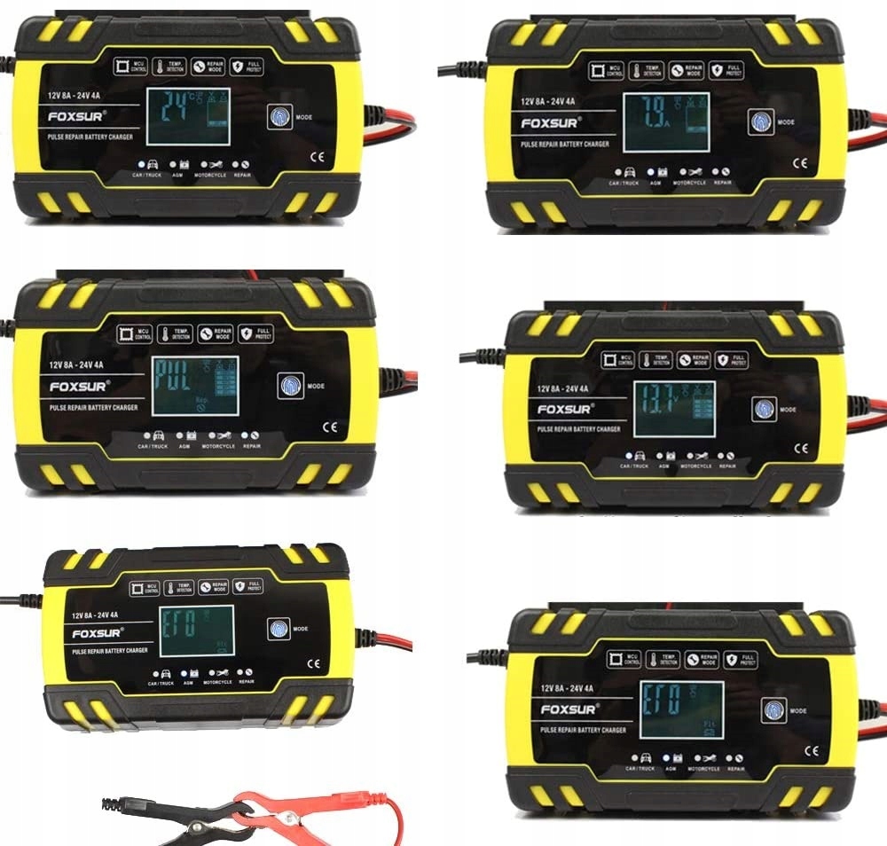 PROSTOWNIK SAMOCHODOWY DO AKUMULATORÓW 12V 24V LCD