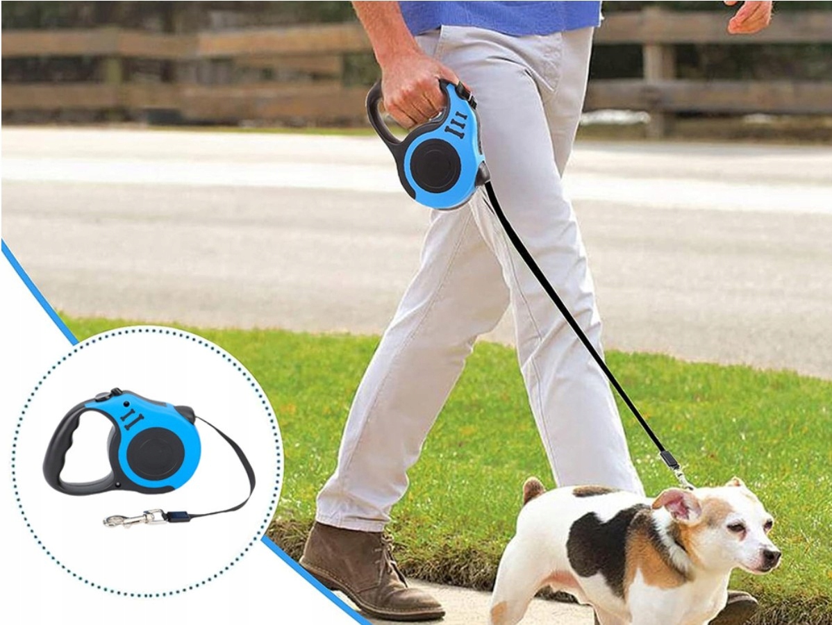 Smycz Automatyczna dla Psa Kota Flexi Zwijana z Blokadą 5m 20kg NIEBIESKA