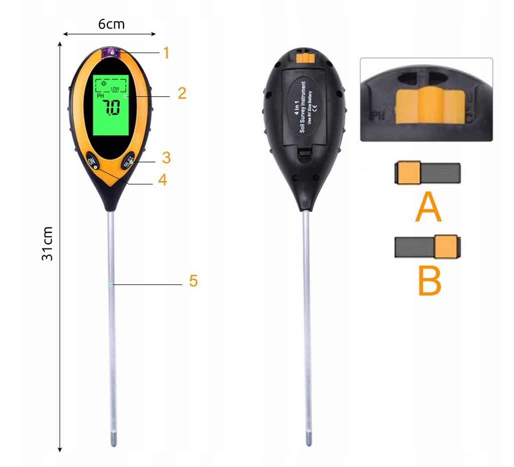 KWASOMIERZ GLEBOWY 4w1 TESTER MIERNIK PH ZIEMII