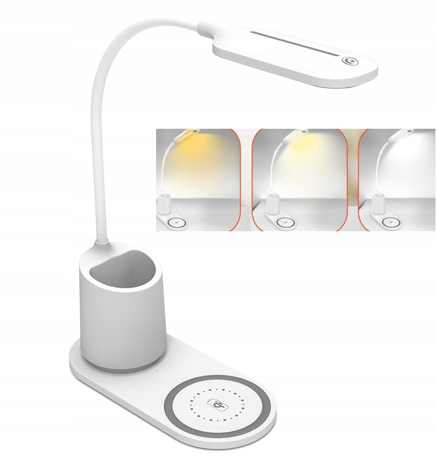 LAMPKA NA BIURKO LED Z ŁADOWARKA BEZPRZEWODOWA QI