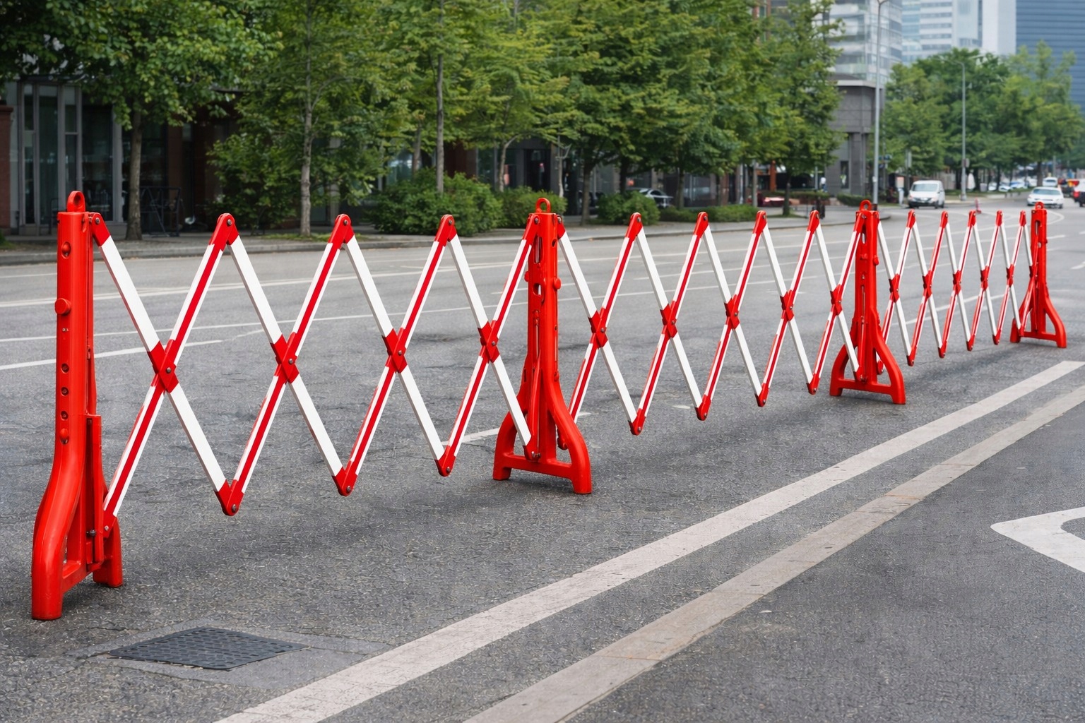 Barierka Nożycowa Składana 250 cm Odblask Zapora Drogowa PVC Czerwono-Biała