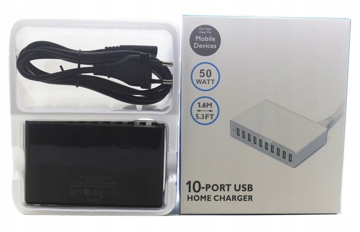 Ładowarka ścienna 10 portów USB 50W 10A