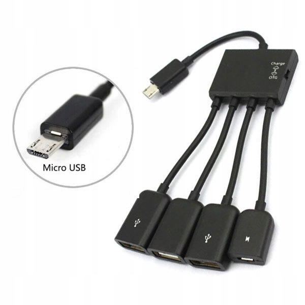 HUB Rozdzielacz HOST OTG Micro 3 x USB Ładowanie