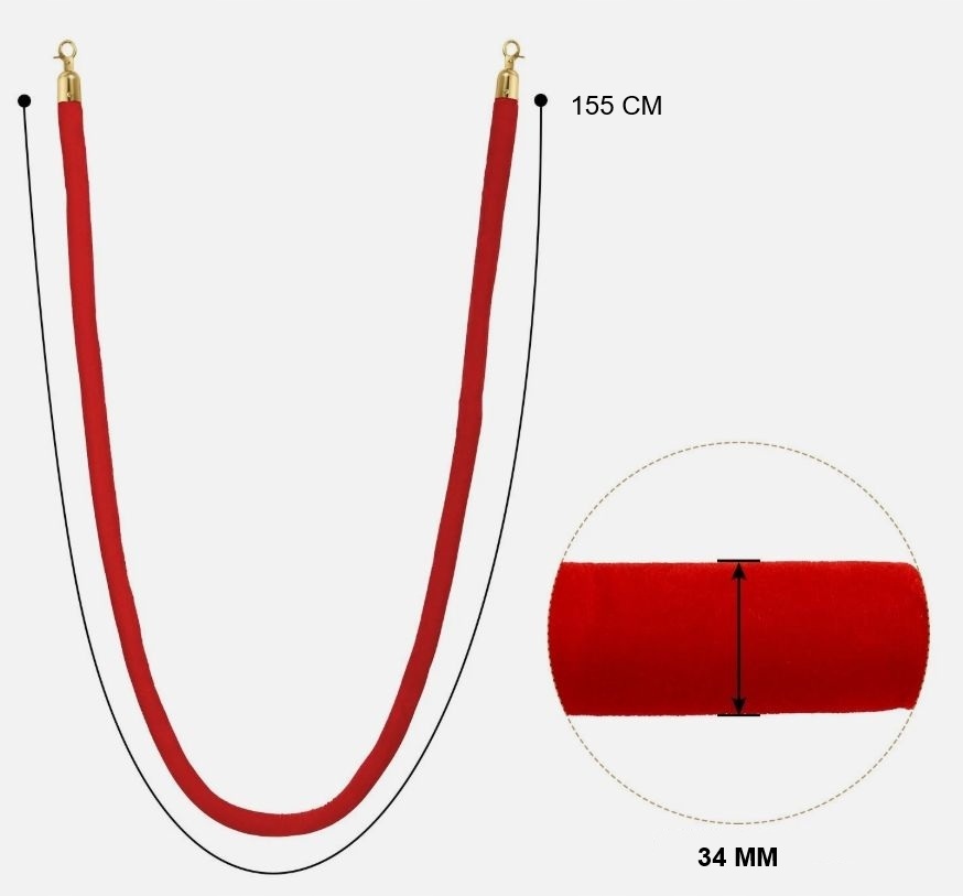 Sznur Odgradzający Lina do Słupków Hotelowych Teatralnych Czerwony 155 CM