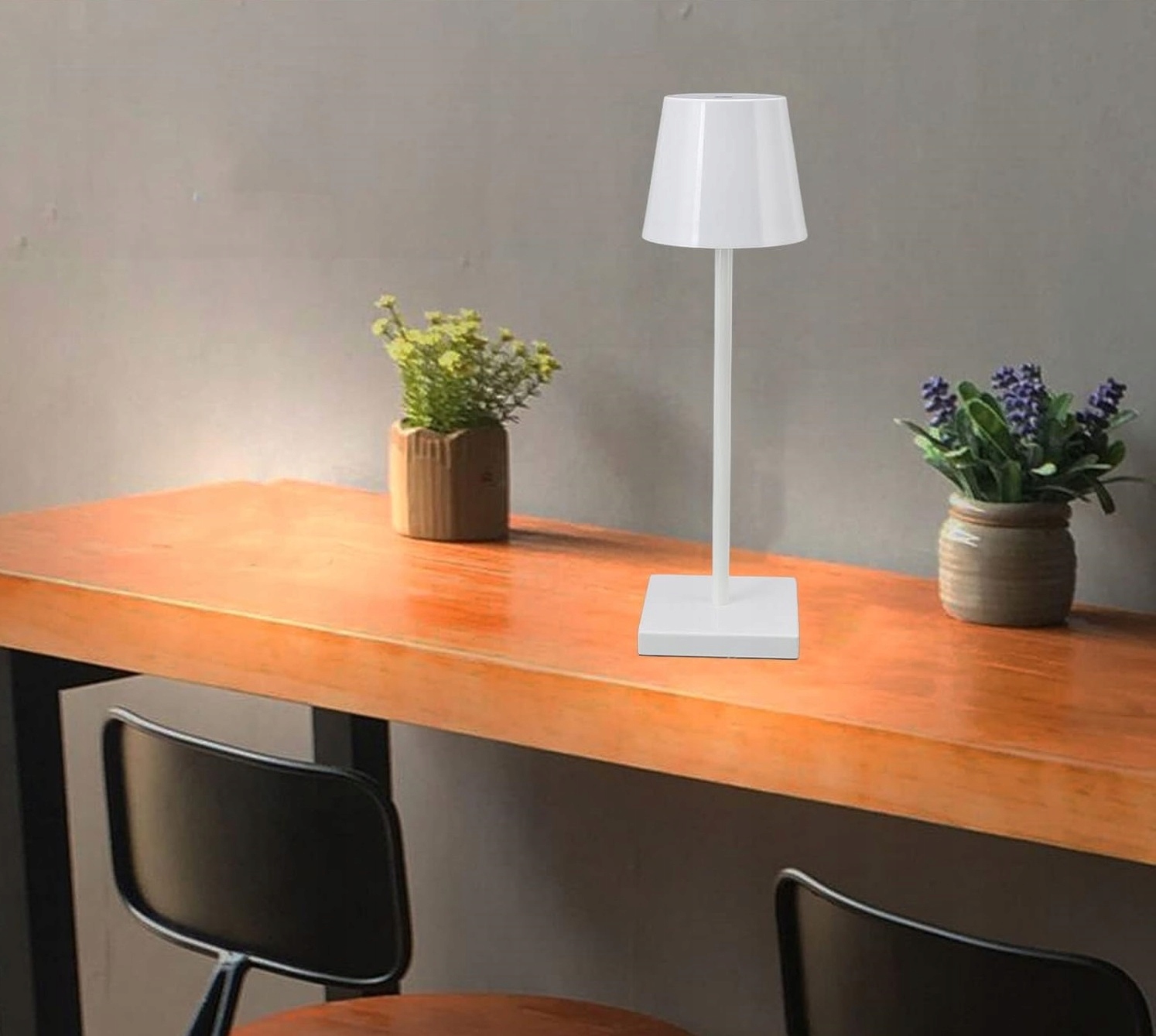 ELEGANCKA nowoczesna Lampa Stołowa LED bezprzewodowa sterowanie dotykowe BIAŁA