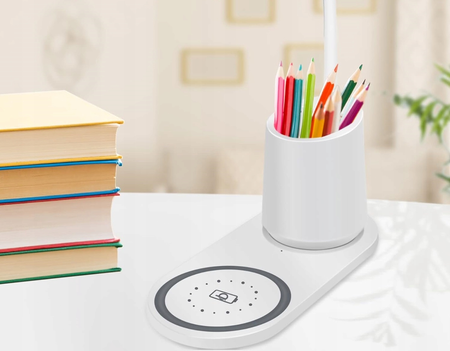LAMPKA NA BIURKO LED Z ŁADOWARKA BEZPRZEWODOWA QI