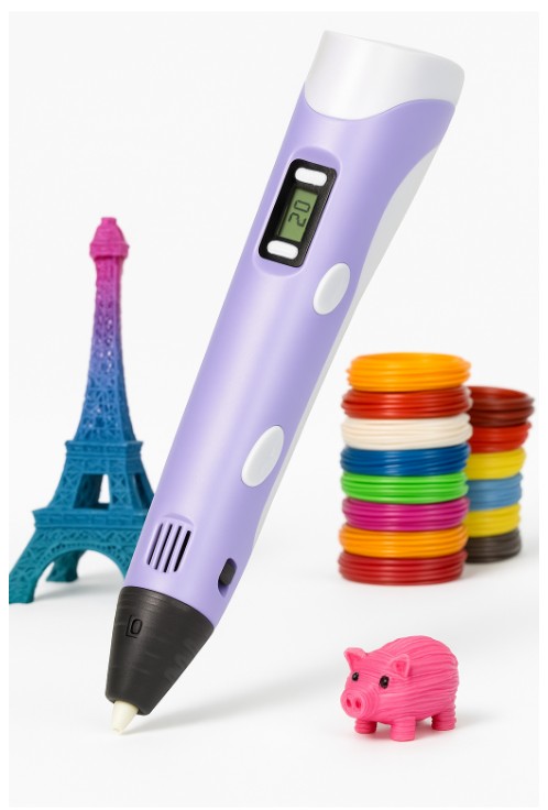 DŁUGOPIS DRUKARKA 3D PEN ZESTAW + WKŁADY 9 METRÓW FIOLET