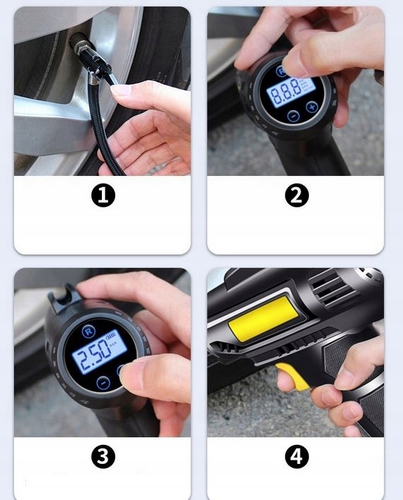 KOMPRESOR SAMOCHODOWY Pompka Sprężarka 12V LED LCD