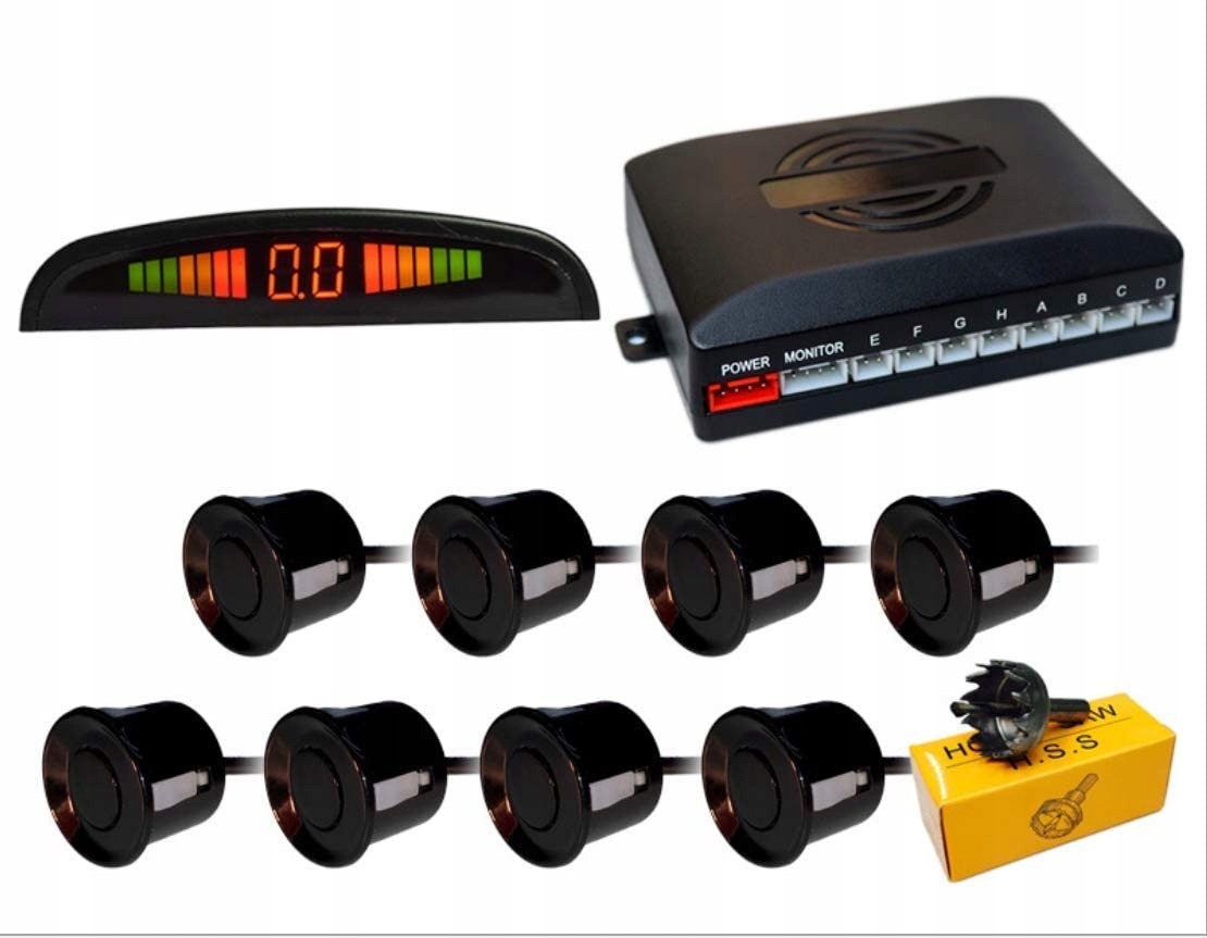 8 Czujników Parkowania Cofania LED LCD PARKTRONIC