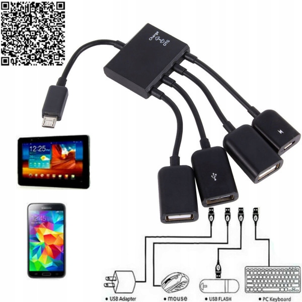 HUB Rozdzielacz HOST OTG Micro 3 x USB Ładowanie