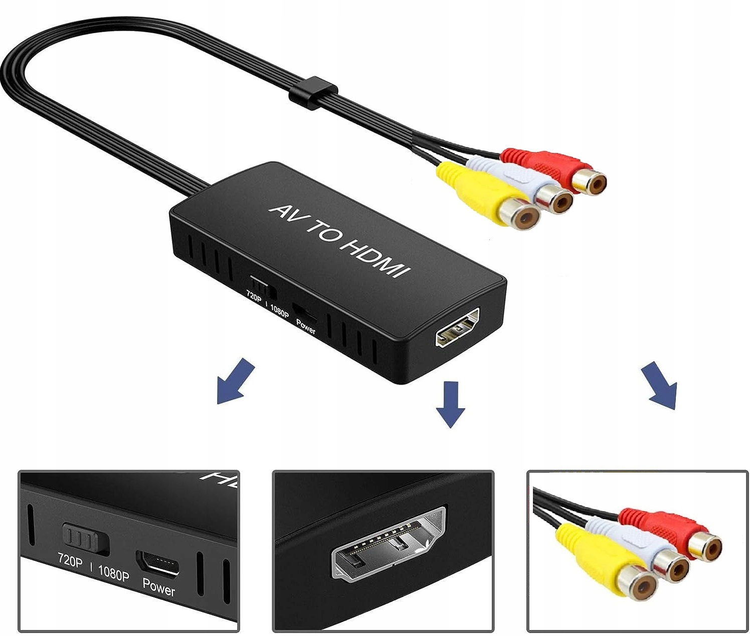 Konwerter RCA DO HDMI Adapter AV CINCH CVBS
