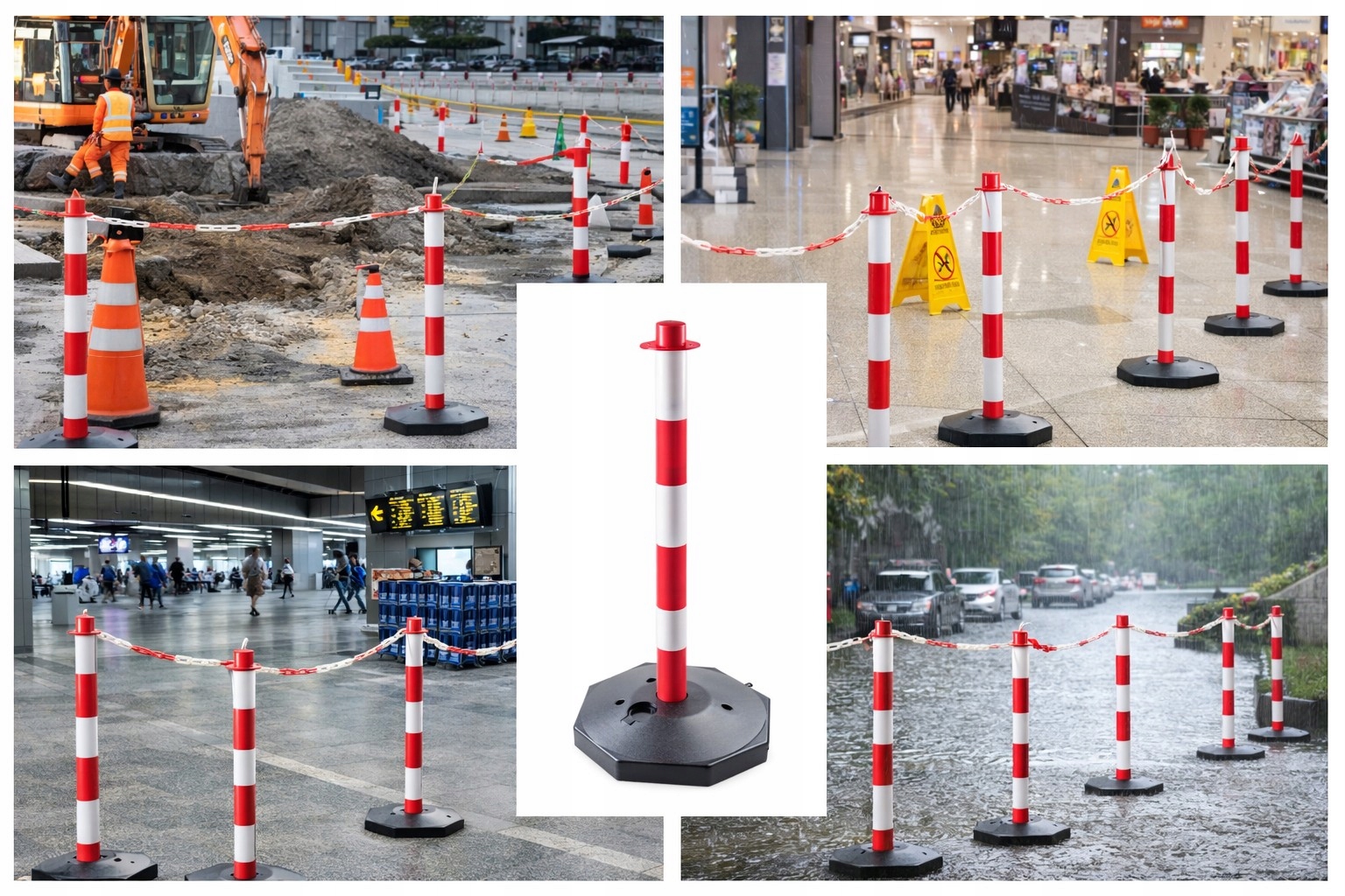 Słupek Ostrzegawczy Wygrodzeniowy Blokujący Biało-Czerwony Drogowy Parking
