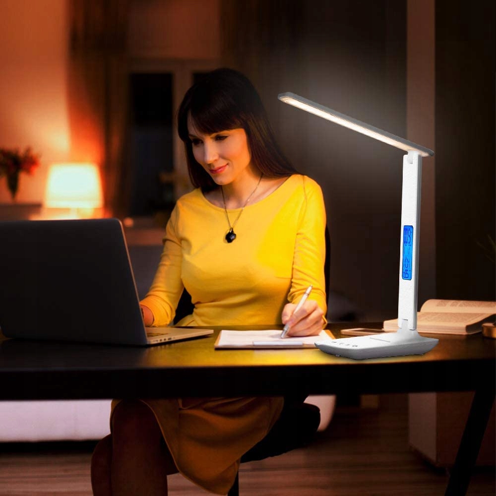 Lampka biurkowa biurko WYŚWIETLACZ LED Zegar Data
