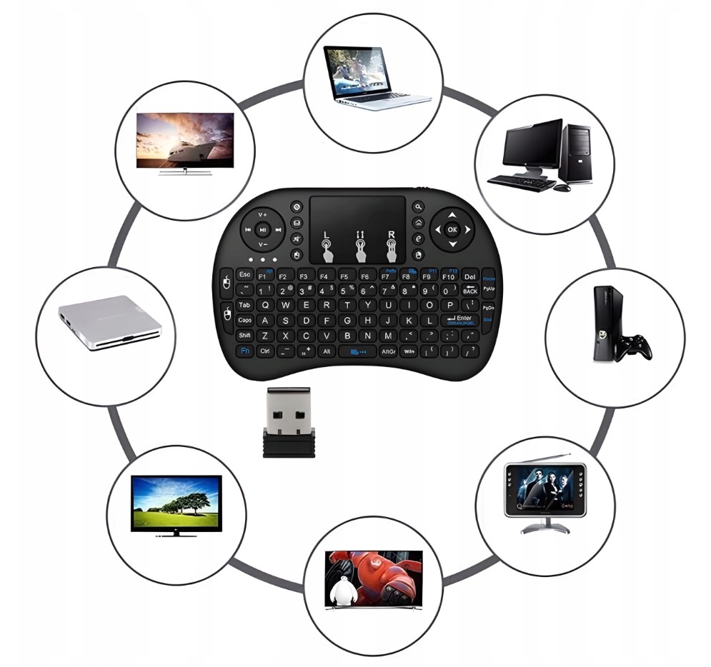 Klawiatura PODŚWIETLANA Bezprzewodowa Smart TV I8