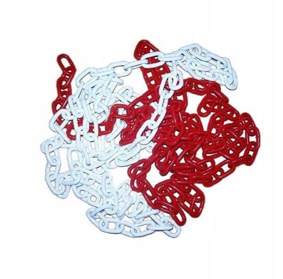 Łańcuch Plastikowy Ostrzegawczy BIAŁO-CZERWONY 6MM PCV 25 M Drogowy