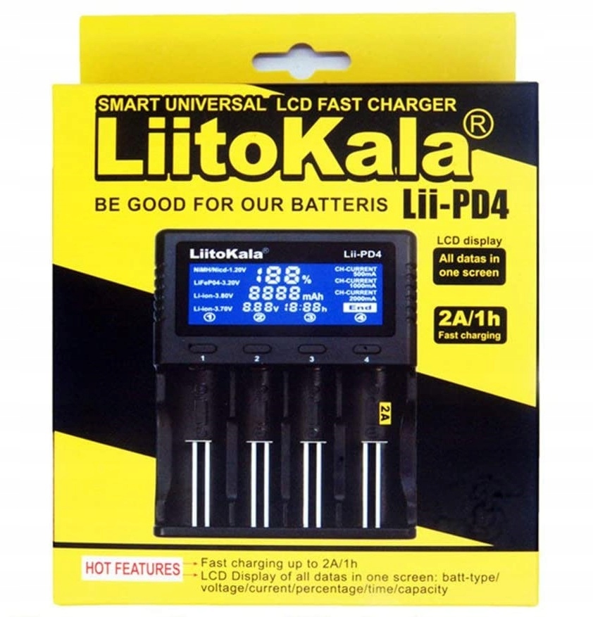 Ładowarka akumulatorów LiitoKala Lii-PD4 Li-Ion AA