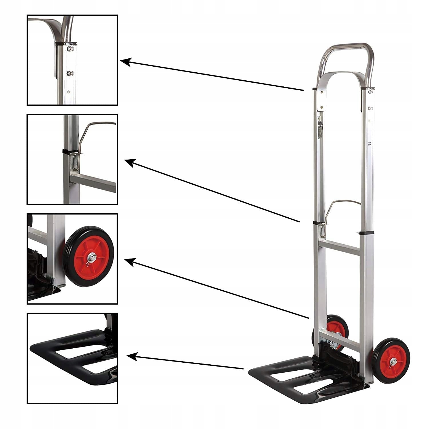 Lekki Wózek Transportowy Młynarka Składany Aluminium Magazynowy Mocny 90kg