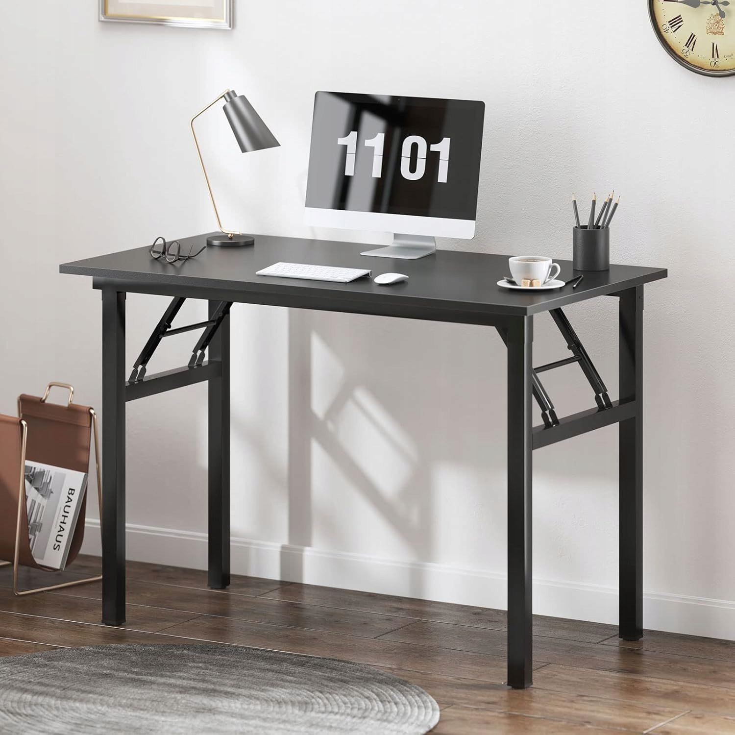 Stolik pod Laptopa Składany DUŻE Biurko Komputerowe 100 x 50 x 76 cm CZARNY