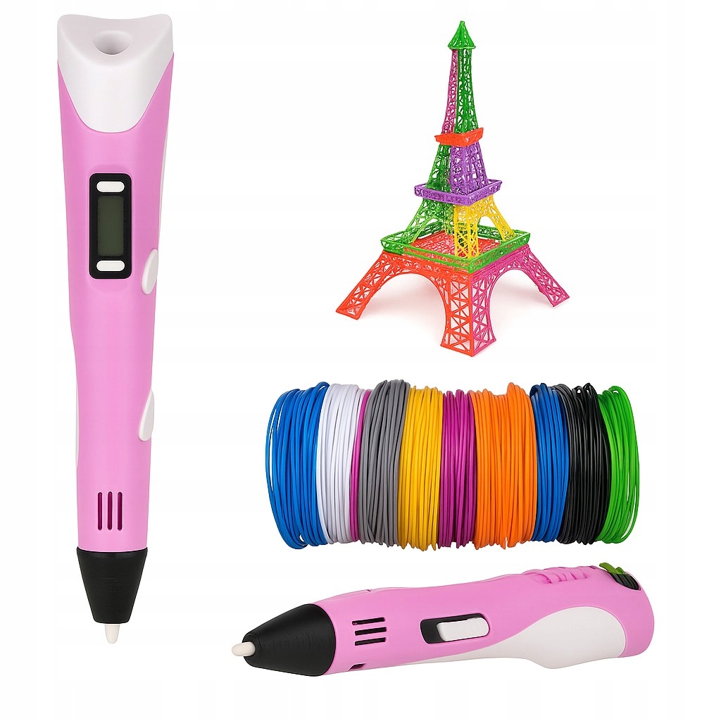 DŁUGOPIS DRUKARKA 3D PEN ZESTAW + WKŁADY 9 METRÓW RÓŻ