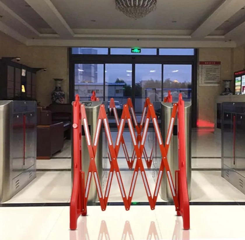 Barierka Nożycowa Składana 250 cm Odblask Zapora Drogowa PVC Czerwono-Biała
