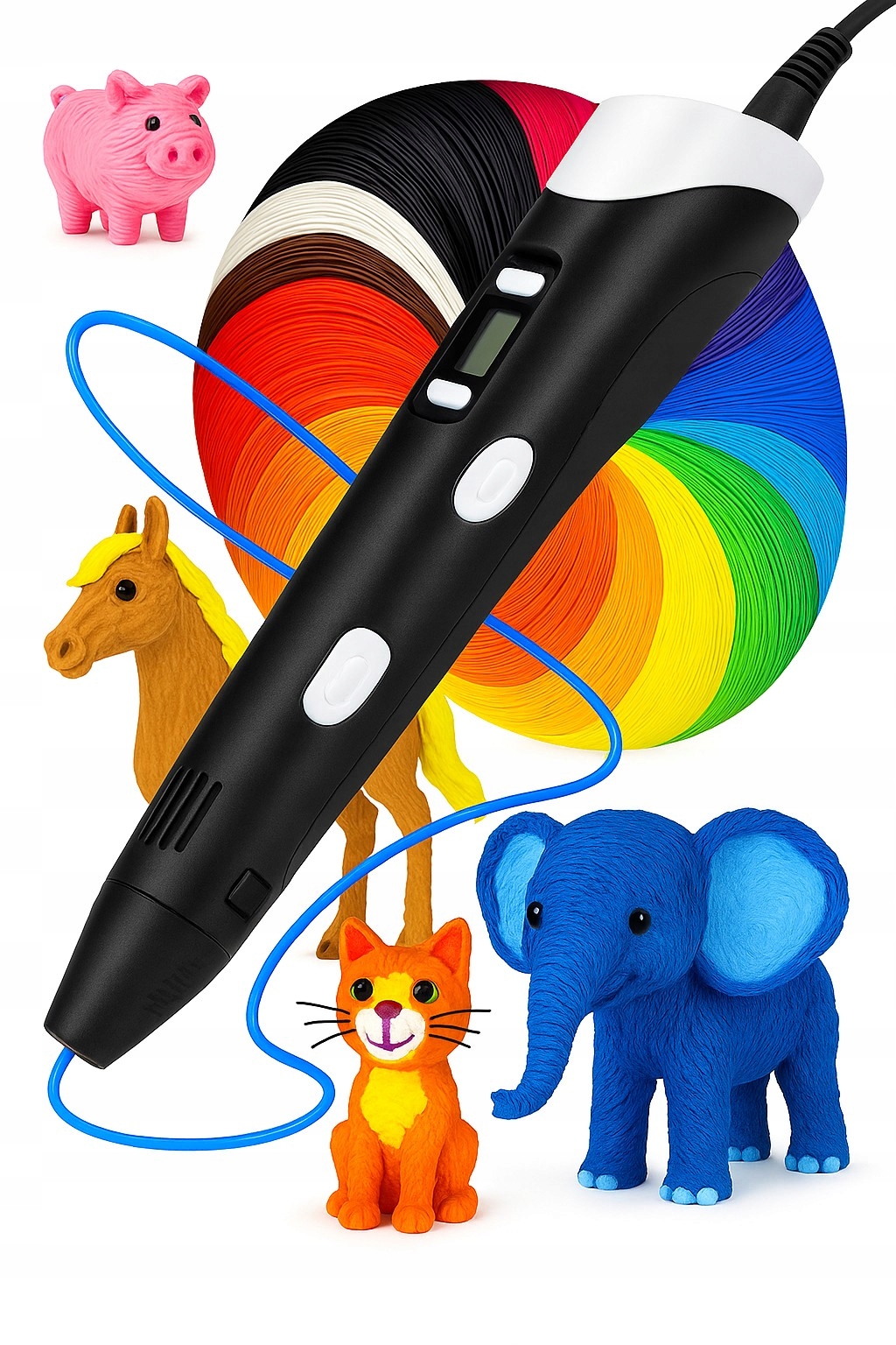 DŁUGOPIS DRUKARKA 3D PEN ZESTAW + WKŁADY 9 METRÓW CZARNY