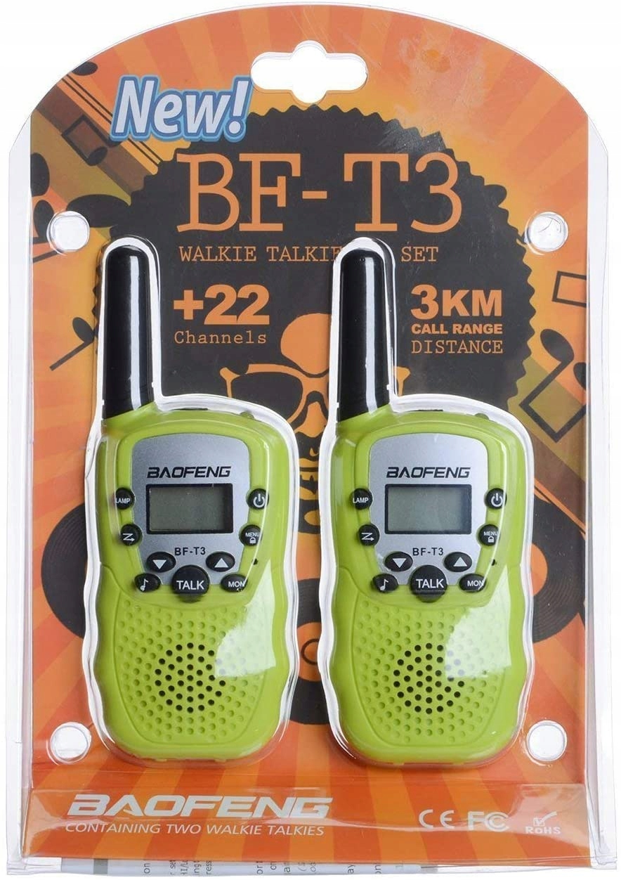 Baofeng 2x Krótkofalówka BF-T3 Walkie-Talkie PMR Żółty