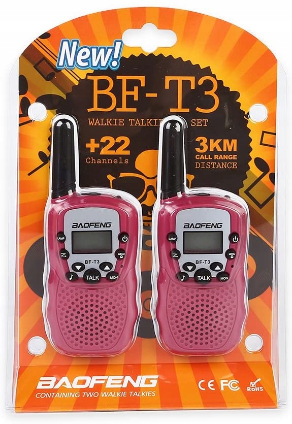 Baofeng 2x Krótkofalówka BF-T3 Walkie-Talkie PMR Żółty
