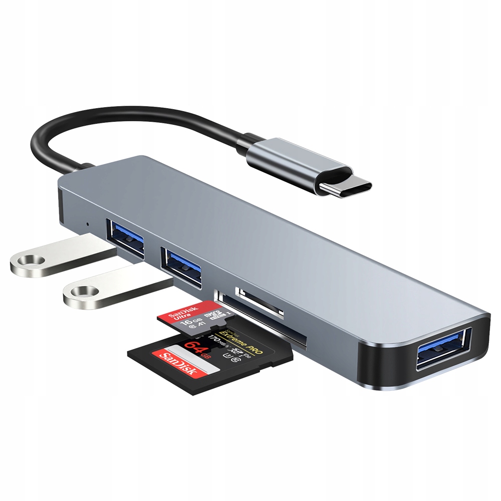 HUB ADAPTER 5W1 USB-C TYP USB 3.0 CZYTNIK SD / TF