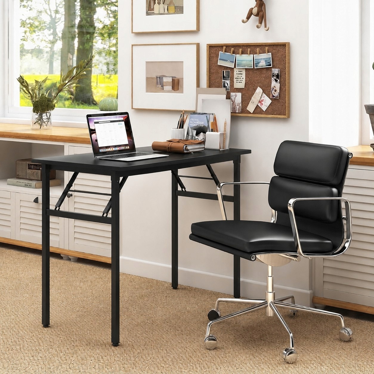 Stolik pod Laptopa Składany DUŻE Biurko Komputerowe 100 x 50 x 76 cm CZARNY