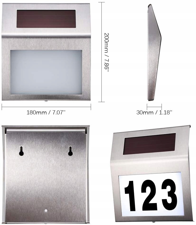 Lampa Solarna Led Podświetlany Numer Domu