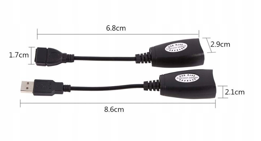 Extender USB po skrętce RJ45 CAT5 5e 6 50m
