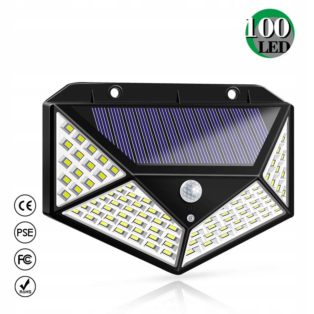 LAMPA SOLARNA Z CZUJNIKIEM RUCH I ZMIERZCHU 100LED