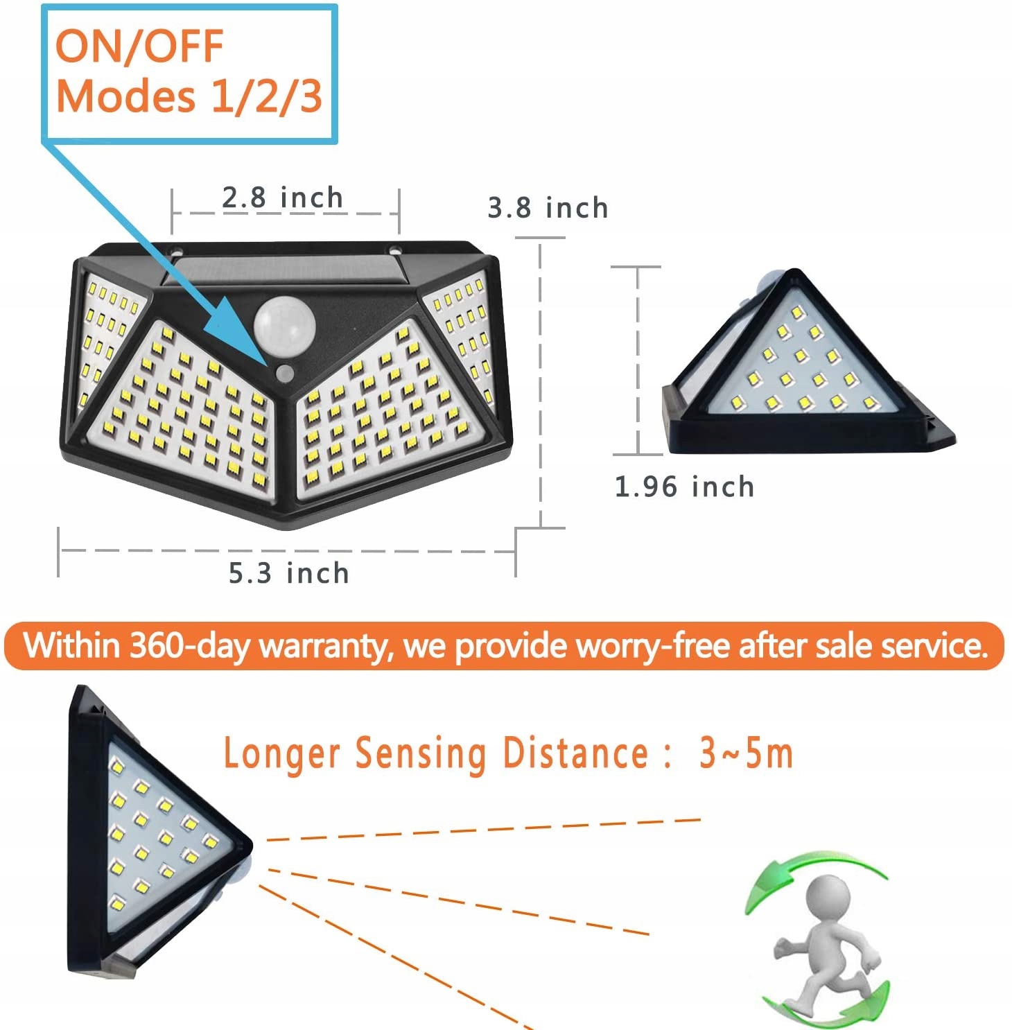LAMPA SOLARNA Z CZUJNIKIEM RUCH I ZMIERZCHU 100LED